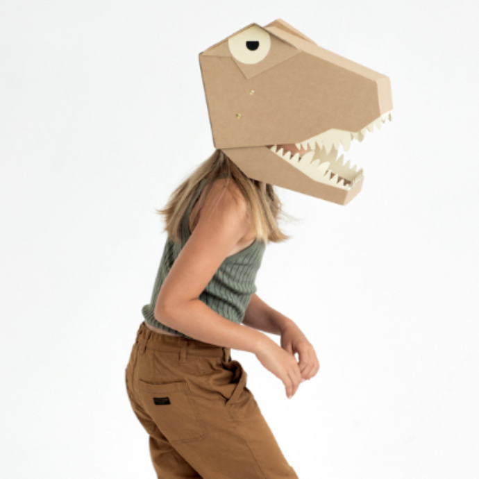 Koko cardboard T-rex dinosaurus masker. DIY set